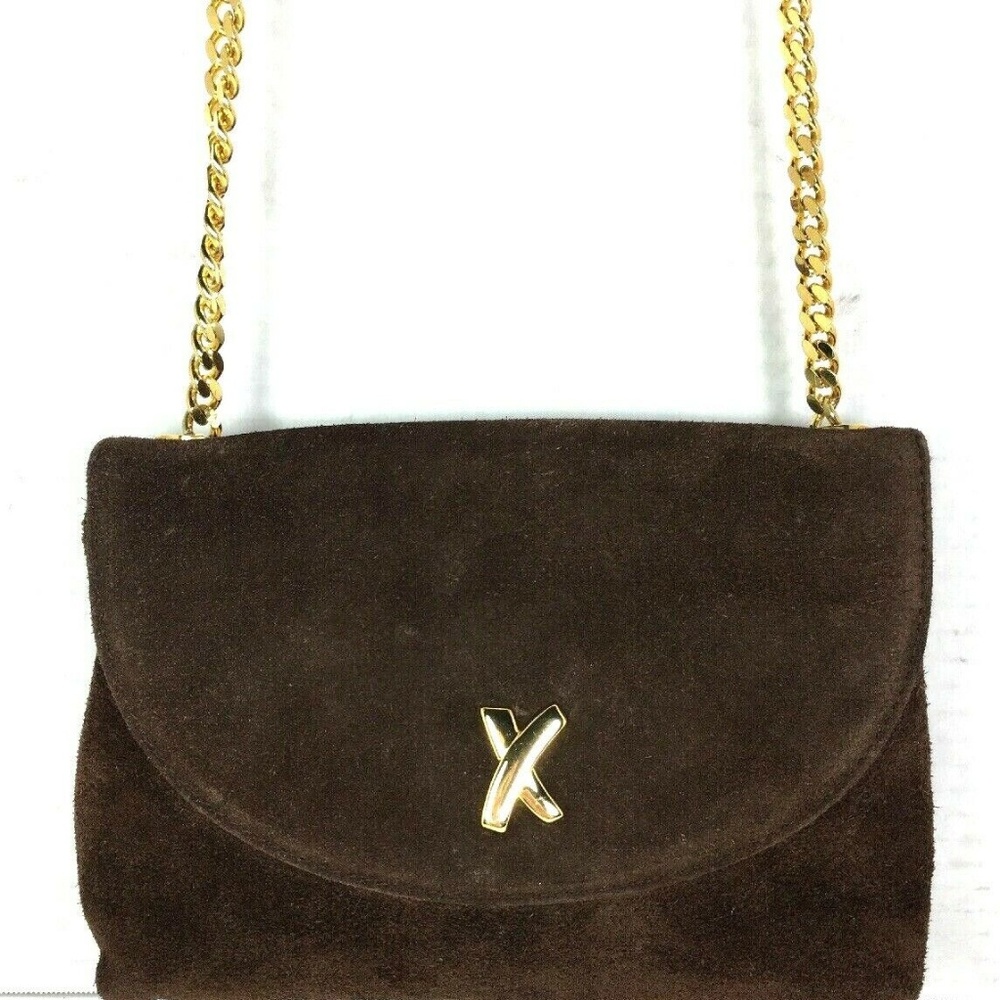 Paloma Picasso Small Mini Brown Suede Leather Shou